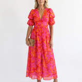 Willow | Midikleid mit Blumendruck und Puffärmeln
