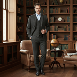 Der Norwood Herren Tweed 3-teiliger Anzug – Slim-Fit-Sakko im Fischgrat, Weste & Hose