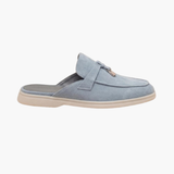 Mediterrane Pantolette aus Veloursleder in Himmelblau