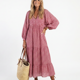 Arlette | Midikleid mit geometrischem Print und langem Arm