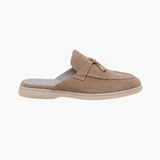 Mediterrane Pantolette aus Veloursleder in Beige