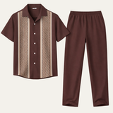Das Cortona Herren Leichtes Gestreiftes 2-teiliges Set – Hemd und Hose
