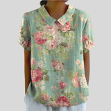 Blusentop mit Blumenmuster und Polokragen
