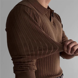 Das Verona Herren-Poloshirt aus Jacquardstrick mit V-Ausschnitt