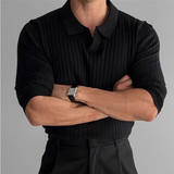 Das Verona Herren-Poloshirt aus Jacquardstrick mit V-Ausschnitt