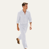 Das Birmingham Herren Set aus Leinenhemd & Hose mit Kordelzug – Sommer-Strand-Outfit