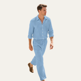 Das Birmingham Herren Set aus Leinenhemd & Hose mit Kordelzug – Sommer-Strand-Outfit