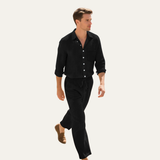 Das Birmingham Herren Set aus Leinenhemd & Hose mit Kordelzug – Sommer-Strand-Outfit