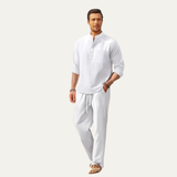 Das Versailles Herren Langarmhemd & lässige Hose – Leichtes Strand-Outfit