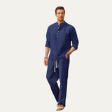 Das Versailles Herren Langarmhemd & lässige Hose – Leichtes Strand-Outfit