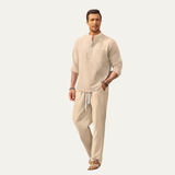 Das Versailles Herren Langarmhemd & lässige Hose – Leichtes Strand-Outfit