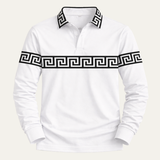 Das Ortisei Herren-Poloshirt mit Mäander-Print in schmaler Passform