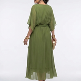 Elysia | Midikleid mit V-Ausschnitt und Bindegürtel