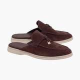 Mediterrane Pantolette aus Veloursleder in Brown Suède Mediterranean Mule