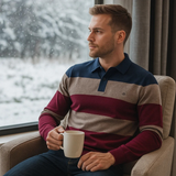 Der Latina Herren-Polopullover aus Baumwolle, gestreift, mit Knopfleiste
