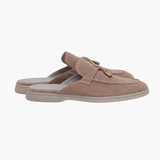 Mediterrane Pantolette aus Veloursleder in Beige
