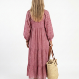Arlette | Midikleid mit geometrischem Print und langem Arm