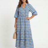 Elodie | Stufen-Midikleid mit Rautenmuster