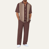 Das Cortona Herren Leichtes Gestreiftes 2-teiliges Set – Hemd und Hose