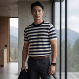 Das Porto Cesareo Herren-Strickshirt aus Kaschmir, gestreift