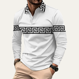 Das Ortisei Herren-Poloshirt mit Mäander-Print in schmaler Passform