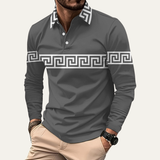 Das Ortisei Herren-Poloshirt mit Mäander-Print in schmaler Passform
