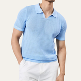 Das Como Centro Herren-Poloshirt aus edlem Strick mit V-Ausschnitt, atmungsaktiv