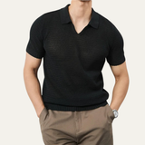 Das Como Centro Herren-Poloshirt aus edlem Strick mit V-Ausschnitt, atmungsaktiv