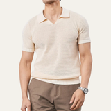 Das Como Centro Herren-Poloshirt aus edlem Strick mit V-Ausschnitt, atmungsaktiv
