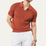 Das Como Centro Herren-Poloshirt aus edlem Strick mit V-Ausschnitt, atmungsaktiv