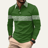 Das Ortisei Herren-Poloshirt mit Mäander-Print in schmaler Passform