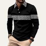 Das Ortisei Herren-Poloshirt mit Mäander-Print in schmaler Passform