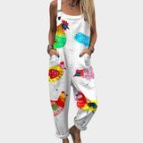 Bequeme Latzhose mit Print