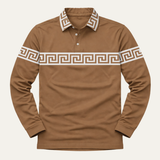 Das Canazei Herren-Poloshirt mit Mäander-Print, leicht und leger