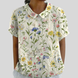 Blusentop mit Blumenmuster und Polokragen