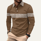 Das Canazei Herren-Poloshirt mit Mäander-Print, leicht und leger