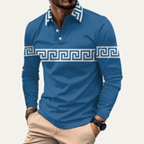 Das Canazei Herren-Poloshirt mit Mäander-Print, leicht und leger