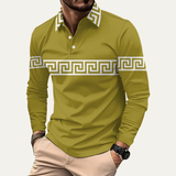 Das Canazei Herren-Poloshirt mit Mäander-Print, leicht und leger