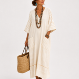 Gestreifter Kaftan in Beige