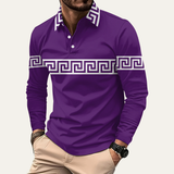 Das Canazei Herren-Poloshirt mit Mäander-Print, leicht und leger