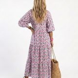 Mireya | Stufen-Midikleid mit geometrischem Print und langem Arm