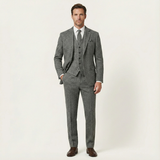 Der Norwood Herren Tweed 3-teiliger Anzug – Slim-Fit-Sakko im Fischgrat, Weste & Hose