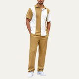 Das Montepulciano Herren Gestreiftes 2-teiliges Freizeit-Set – Hemd und Hose