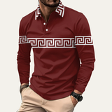 Das Canazei Herren-Poloshirt mit Mäander-Print, leicht und leger