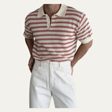 Das Brunello Herren-Poloshirt aus gestreiftem Strick mit Umlegekragen