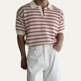 Das Brunello Herren-Poloshirt aus gestreiftem Strick mit Umlegekragen