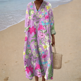 Sommerkleid mit Print, das die Silhouette unterstreicht