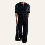 Das Brunello Herren-Poloshirt aus gestreiftem Strick mit Umlegekragen