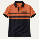 Das Trieste Herren-Poloshirt gestreift, modern und schmal geschnitten