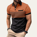 Das Trieste Herren-Poloshirt gestreift, modern und schmal geschnitten